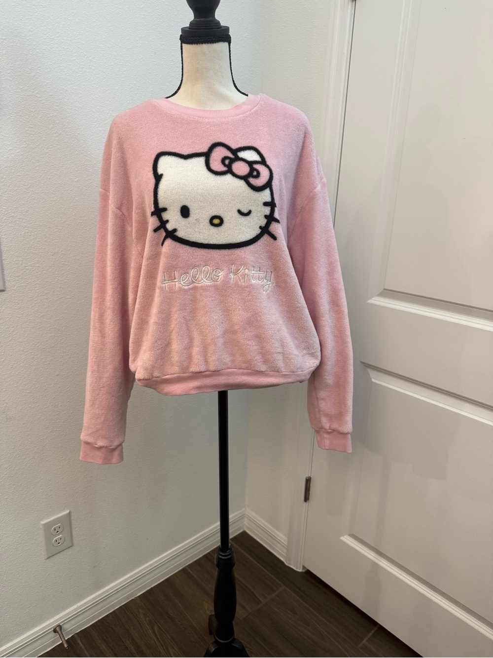 Hello Kitty Pink Plush Crewneck Sweater